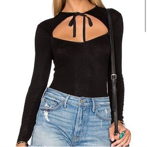 For Love & Lemons Josephina Black Bodysuit